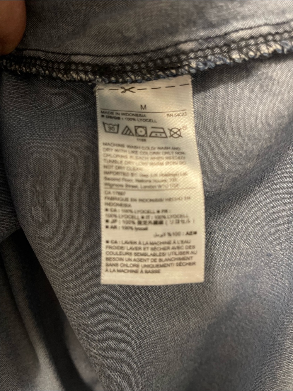 GAP Denim Lace-Up Long Sleeve Top - Blue - Picture 9 of 9